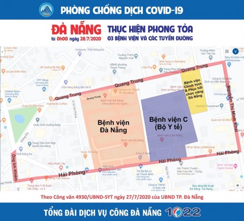 Thực hiện phong toả 3 bệnh biện và các tuyến đường từ 28/7