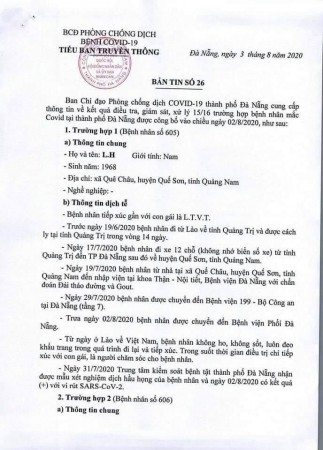 Bản tin số 26 từ Tiểu Ban chỉ đạo phòng chống covid-19