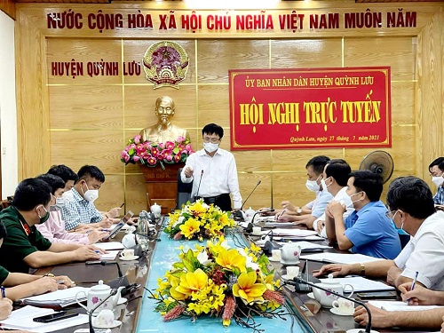 Ban Chỉ đạo phòng, chống dịch COVID-19 tỉnh họp khẩn với Ban Chỉ đạo phòng, chống dịch COVID-19 huyện Quỳnh Lưu.