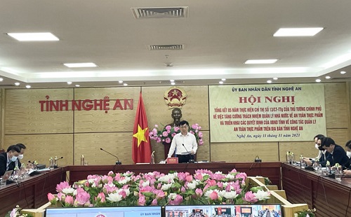 Nghệ An: Hội nghị trực tuyến Tổng kết 05 năm thực hiện Chỉ thị số 13/CT-TTg ngày 09/5/2016 của Thủ tướng Chính phủ và Triển khai các quyết định của Ủy ban nhân dân tỉnh về An toàn thực phẩm  
