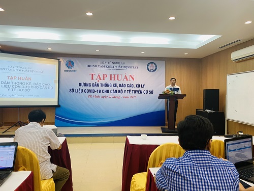 Tập huấn hướng dẫn thống kê, báo cáo, xử lý số liệu về COVID-19 do Quỹ Toàn cầu phòng chống AIDS, Lao và Sốt rét tài trợ.