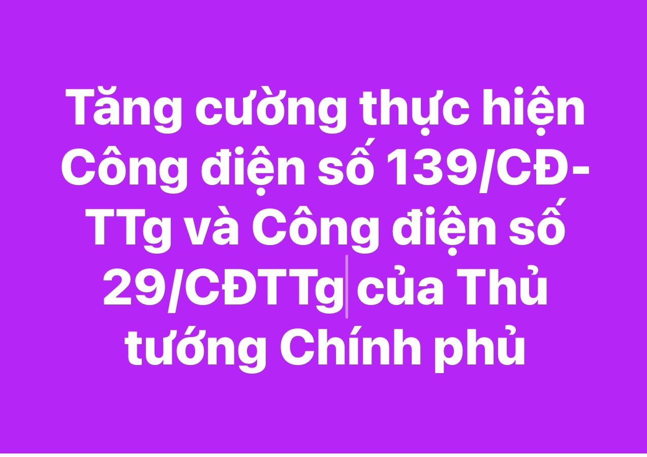 Tăng cường thực hiện Công điện số 139/CĐ-TTg ngày 23/12/2024 và Công điện số 29/CĐTTg ngày 03/4/2025 của Thủ tướng Chính phủ