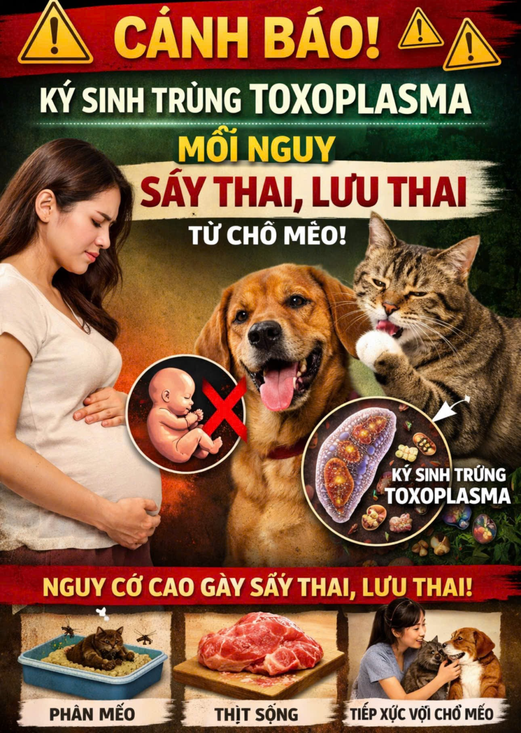 KÝ SINH TRÙNG TOXOPLASMA - MỐI NGUY SẨY THAI, LƯU THAI TỪ CHÓ MÈO
